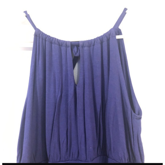 EUC Modcloth Gilli Dress Blue Knit Halter Keyhole Style Size Large - Picture 3 of 16